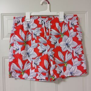 Franks Red Floral Brief Lined Swim Shorts Men's Size M